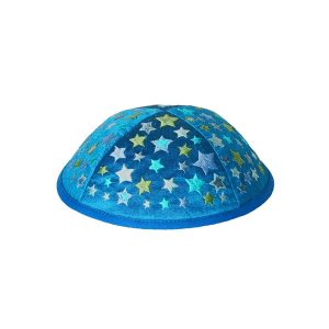 כיפה טורקיז רקמת כוכבים