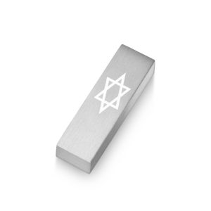 מזוזה לאוטו מגן דוד אלומיניום כסף {78)