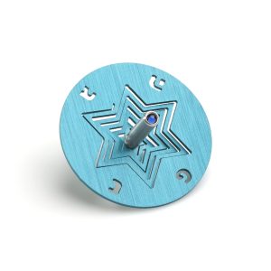 סביבון מגן דוד אלומיניום טורקיז עם סטנד{46}