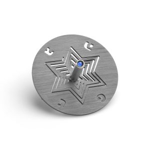 סביבון מגן דוד אלומיניום אפור עם סטנד{46}
