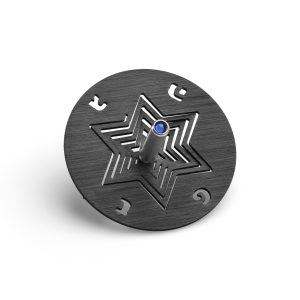 סביבון מגן דוד אלומיניום שחור עם סטנד{46}