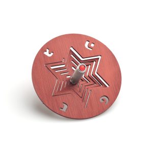 סביבון מגן דוד אלומיניום אדום עם סטנד{46}