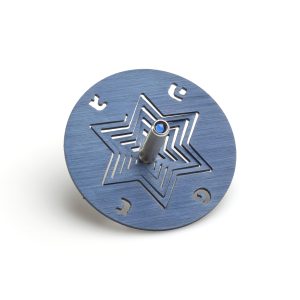 סביבון מגן דוד אלומיניום כחול עם סטנד{46}