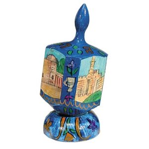 סביבון גדול עץ+סטנד ציור יד נ.ג.ה.ש.