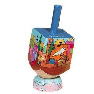 סביבון קטן עץ+סטנד ציור יד נ.ג.ה.פ.