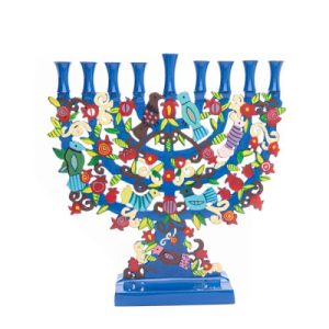 חנוכייה חיתוך לייזר ציור יד ציפורים
