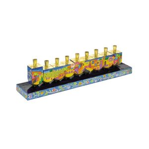 חנוכית סביבונים עץ ציור יד ירושלים