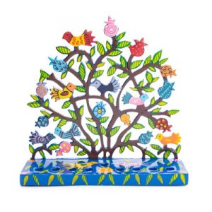חנוכייה חיתוך לייזר ציור יד ציפורים