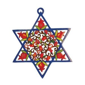 מגן דוד מתכת חיתוך לייזר ציור יד רימונים