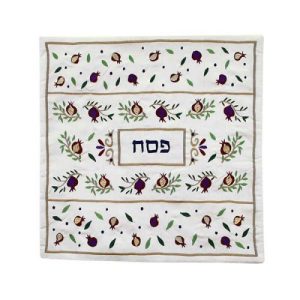 כיסוי מצה רקמה רימונים כהה