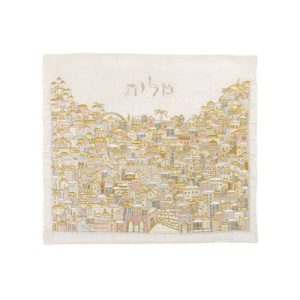 תיק טלית רקמה מלאה ירושלים כסף/זהב