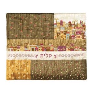 תיק טלית טלאים רקמה ירושלים חום
