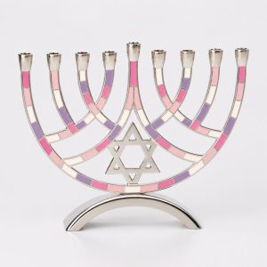 חנוכייה מתכת סגול/ורוד מ"ד 18 ס"מ
