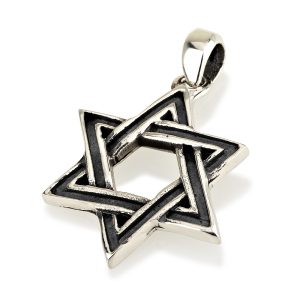 תליון מגן דוד כסף ופסים שחורים