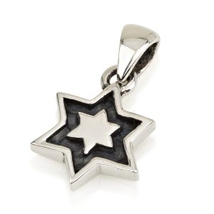 תליון שני צדדים,מגן דוד/חמסה בתוך מ"ד קטן כסף