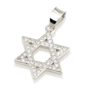 תליון מגן דוד כסף ואבני זרקון