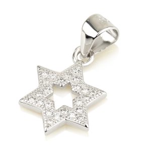 תליון מגן דוד כסף ואבני זרקון