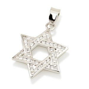 תליון מגן דוד כסף ואבני זרקון