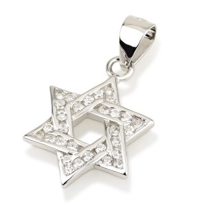 תליון מגן דוד כסף ואבני זרקון