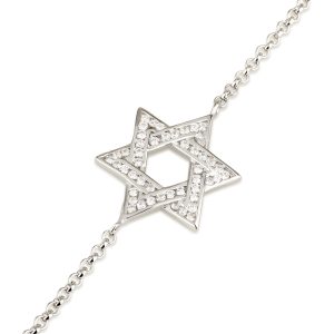 צמיד מגן דוד כסף ואבני זרקון לבן