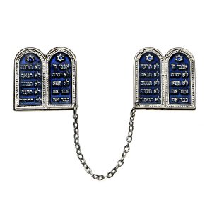 קליפס טלית לוחות הברית ציפוי כסף/אמאייל כחול