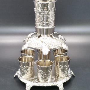 סט מפלים+מגש+6 גביעים ירושלים מוכסף
