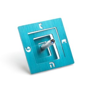 סביבון מרובע אלומיניום טורקיז עם סטנד{41}