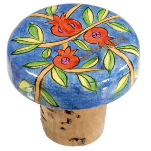 פקק לבקבוק יין עץ מצוייר רימונים