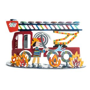 חנוכייה חיתוך לייזר ציור יד כבאית