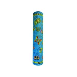מזוזה עץ מצוירת פרפרים קטנה 10 ס"מ