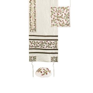 סט טלית רקמת רימונים כהה