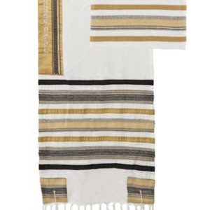 סט טלית בדים מגוונים חום/שחור