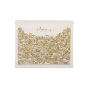 תיק תפילין רקמה מלאה ירושלים כסף/זהב