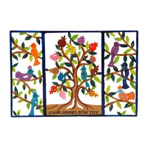 מתלה לקיר מתכת חיתוך לייזר ציור יד ברכת הבית