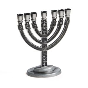 מנורה שבטים עגולה צבע פיוטר 10 ס"מ