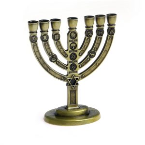 מנורה שבטים מגן דוד עגולה צבע ברונזה 10 ס"מ
