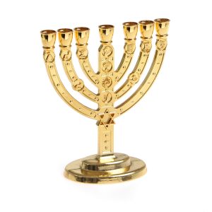 מנורה שבטים מגן דוד עגולה צבע זהב 10 ס"מ