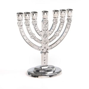 מנורה שבטים מגן דוד עגולה צבע ניקל 10 ס"מ