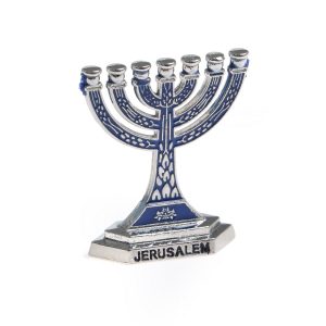 מנורה מיני צבע ניקל/אמייל כחול 4 ס"מ