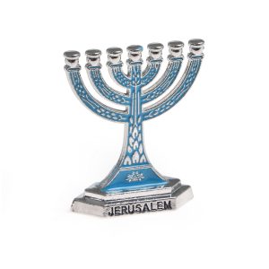 מנורה מיני צבע ניקל/אמייל טורקיז 4 ס"מ