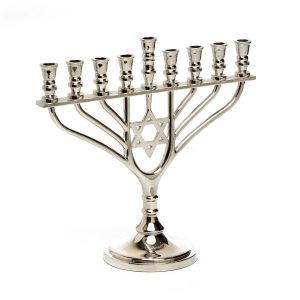 חנוכייה מתכת צבע ניקל 18 ס"מ