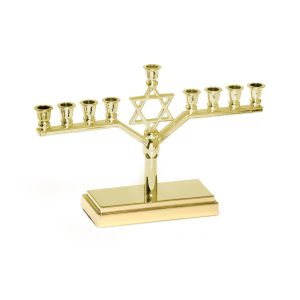 חנוכייה מתכת צבע זהב מ"ד 12 ס"מ
