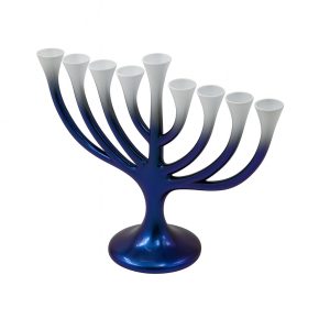חנוכייה "עץ" מתכת כחול/לבן + קופסא מתנה