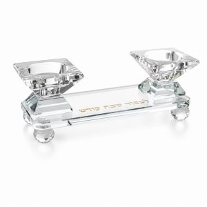 זוג פמוטים קריסטל/מעמד ברכה מוזהב 6 ס"מ