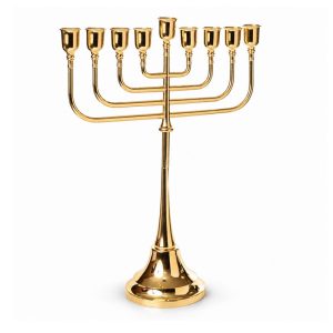 חנוכייה דגם כנסת ציפוי זהב 52 ס"מ