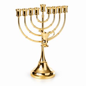 חנוכיה דגם כד השמן ציפוי כסף 38 ס"מ