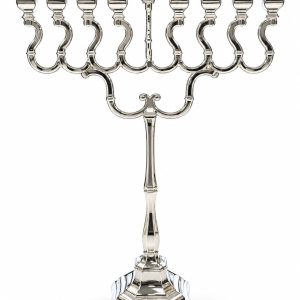 חנוכיה דגם המכבים ציפוי כסף 68 ס"מ