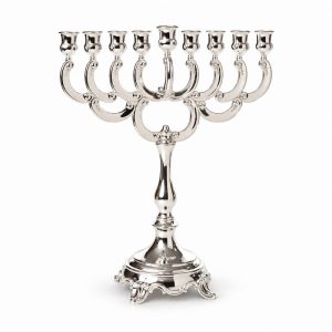 חנוכיה דגם שושנים ציפוי כסף 38 ס"מ