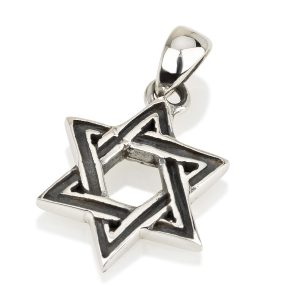 תליון מגן דוד כסף ופסים שחורים