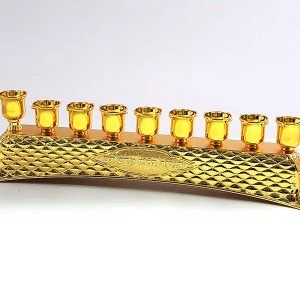 חנוכיה פס "כריות" מוזהבת 8X30 ס"מ